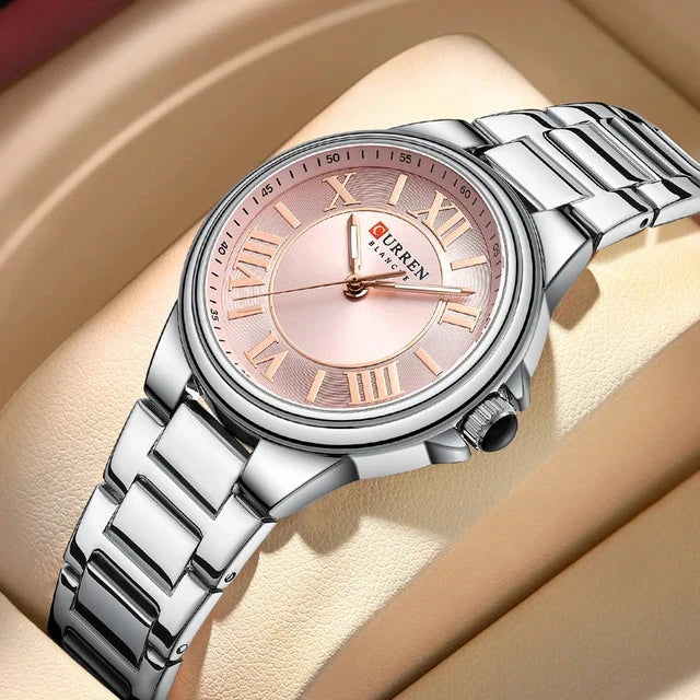 CURREN Original Brand Stainless Steel Band Wrist Watches Silver and Golden Dial.