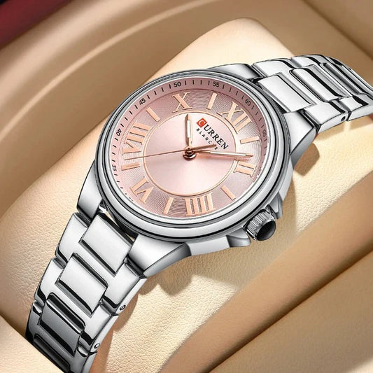 CURREN Original Brand Stainless Steel Band Wrist Watches Silver and Golden Dial.