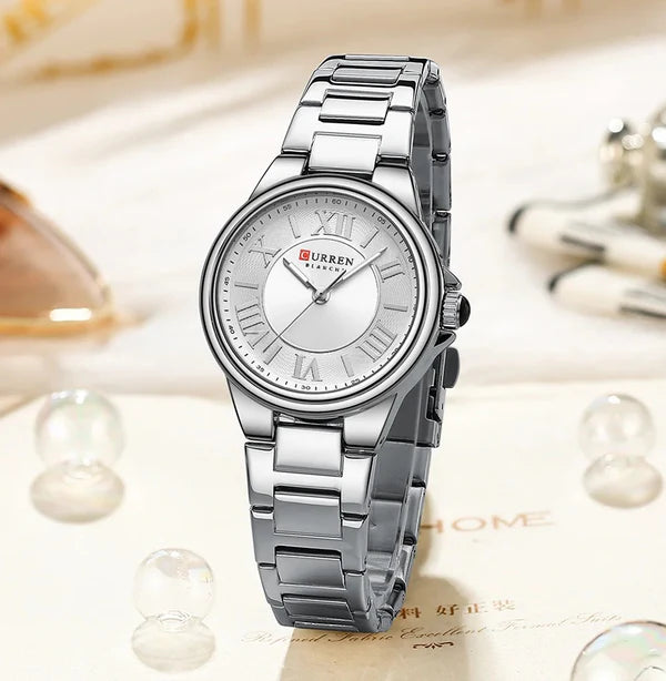 CURREN Original Brand Stainless Steel Band Wrist Watches Silver and Golden Dial.