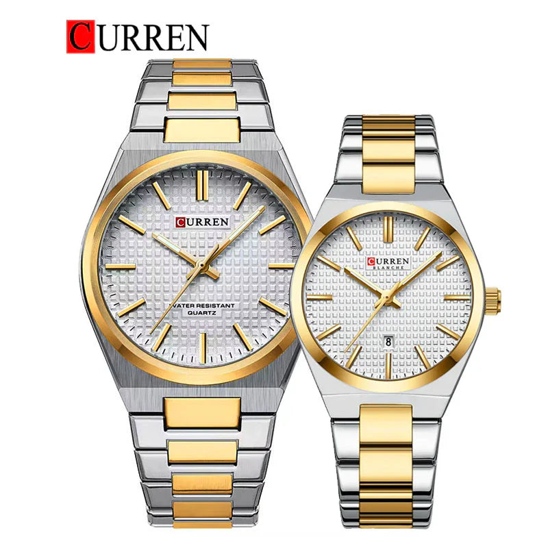 CURREN Original Stainless Steel Band Wrist Watch For Couples