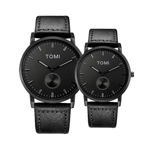 TOMI T-072 Couple Watch Chronograph Quartz Leather Straps