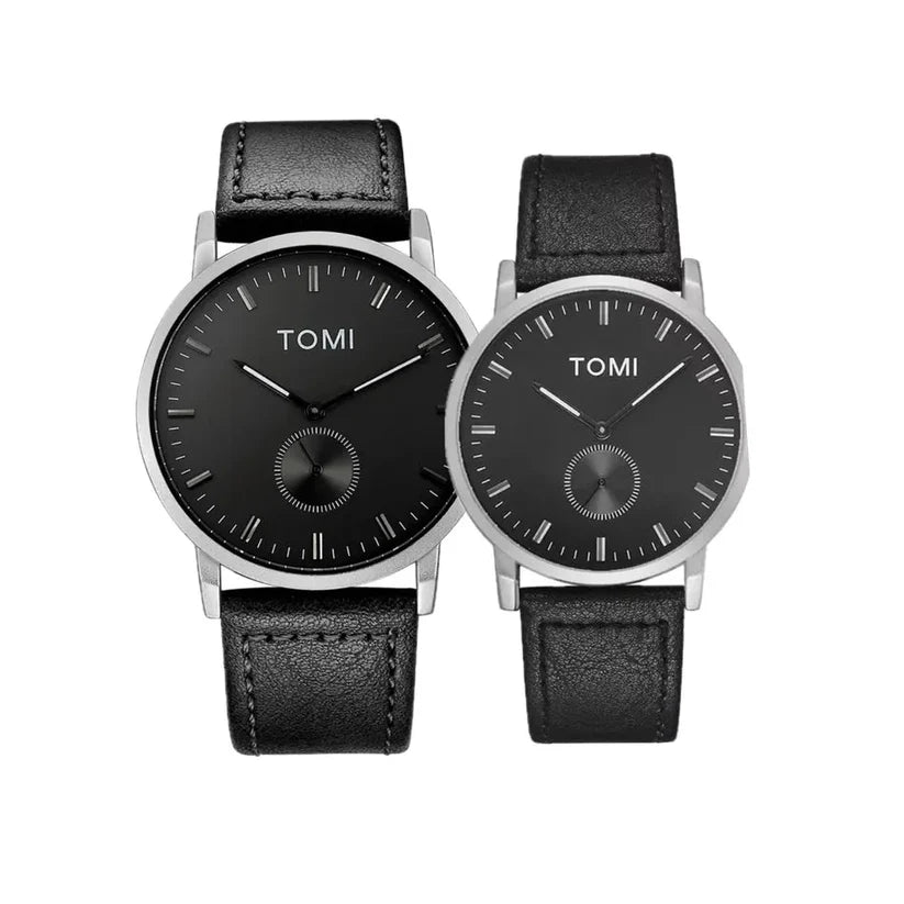 TOMI T-072 Couple Watch Chronograph Quartz Leather Straps