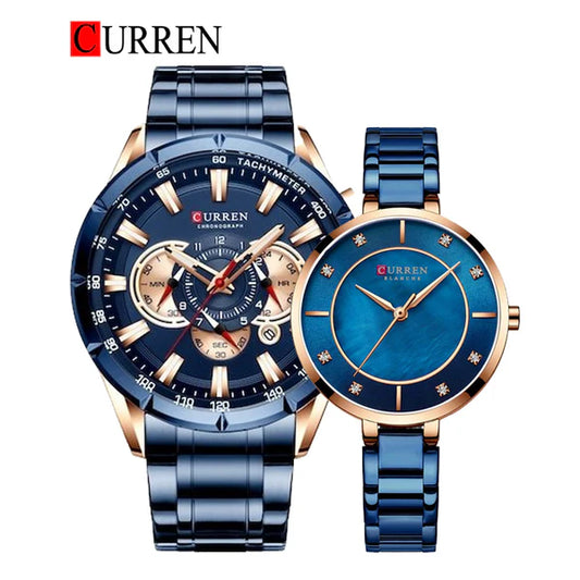 CURREN Original Stainless Steel Band Wrist Watch For Couples