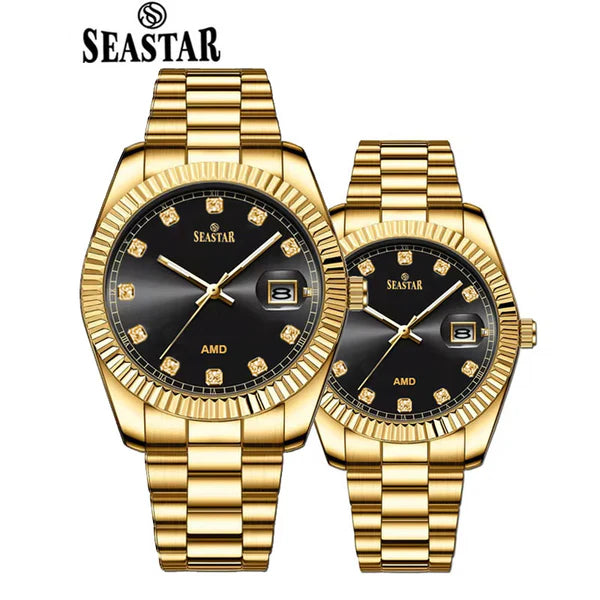 SEASTAR Original Stainless Steel Band Wrist Watch For Couples