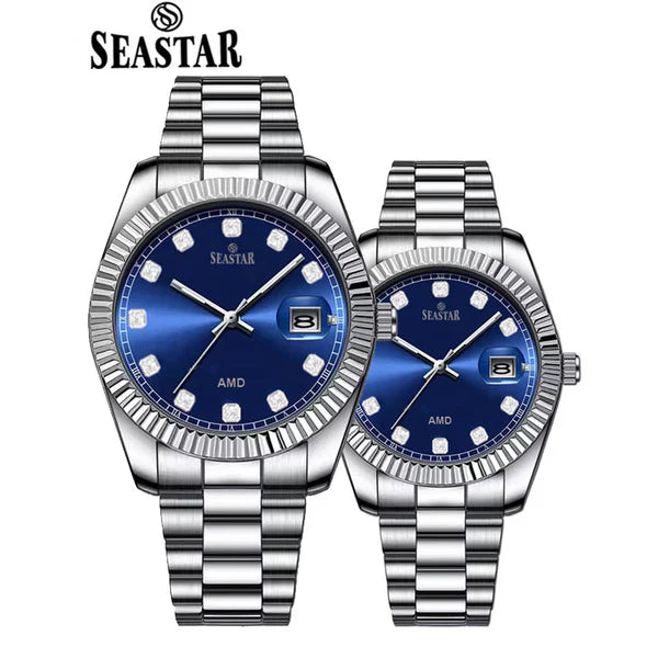 SEASTAR Original Stainless Steel Band Wrist Watch For Couples