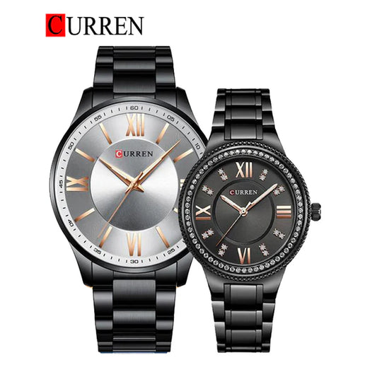 CURREN Original Stainless Steel Band Wrist Watch For Couples